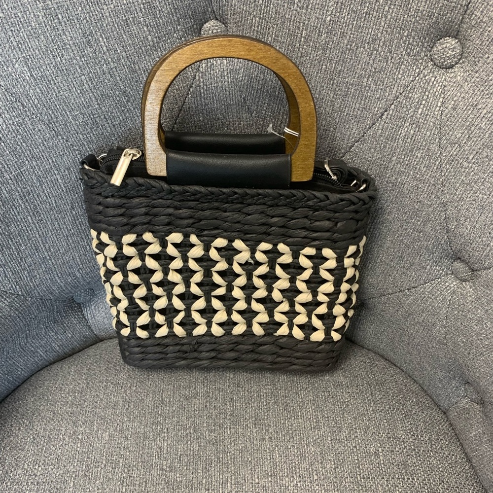 Square basket weave handbag